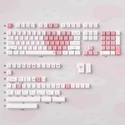 Peaches 104+25 Full PBT Dye-subbed Keycaps Set for Cherry MX Mechanical Gaming Keyboard